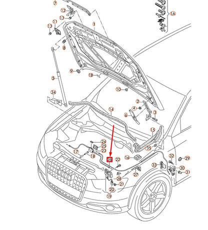 NEW AUDI Q3 8U ENGINE HOOD LID LOCK CABLE 8U0823535 ORIGINAL