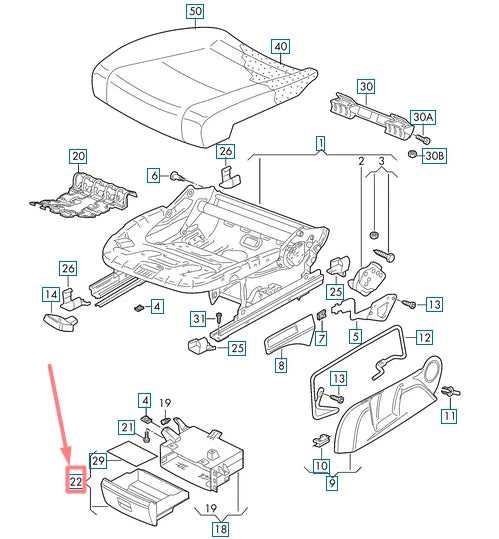 NEW VOLKSWAGEN TIGUAN AD MK2 FRONT LEFT SEAT LOWER DRAWER 5NA8826019B9 ORIGINAL