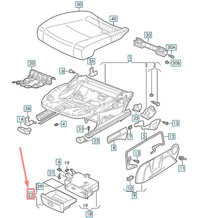 NEW VOLKSWAGEN TIGUAN AD MK2 FRONT LEFT SEAT LOWER DRAWER 5NA8826019B9 ORIGINAL