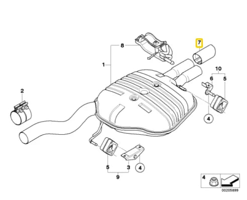 NEW BMW 5 E60 REAR EXHAUST TAILPIPE COVER TIP 18307534036 ORIGINAL
