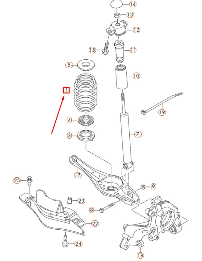 NEW VOLKSWAGEN GOLF 5G MK7 REAR AXLE COIL SPRING 5Q0511115EP ORIGINAL