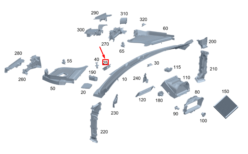 new mb gle w167 front center water deflector mount console a1678691100 original