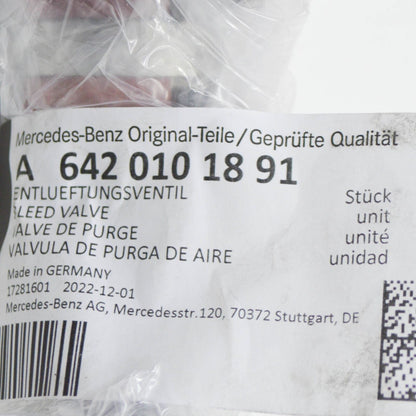NEW MERCEDES-BENZ S-CLASS W221 BLEEDER VALVE A6420101891 3.0 CDI 2008 ORIGINAL
