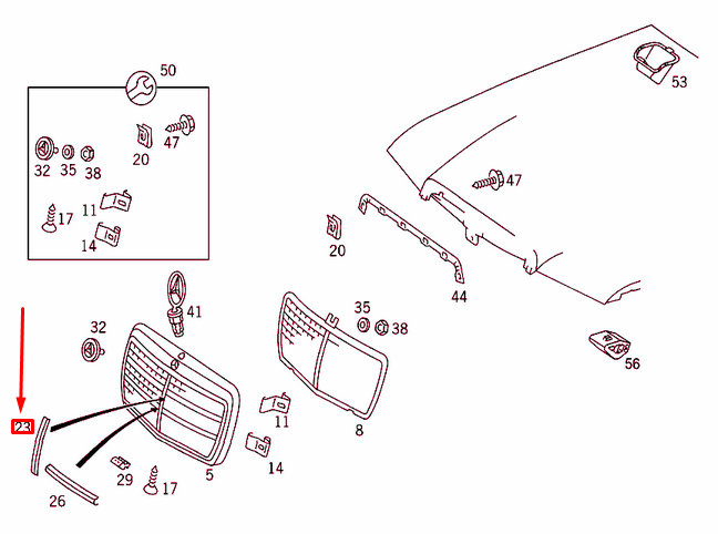 NEW MB E W124 RADIATOR GRILLE SHELL GARNISH MOULDING A1248880285 ORIGINAL