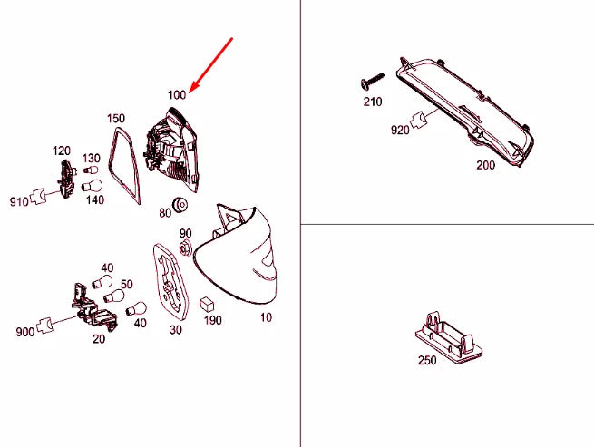 NEW MERCEDES-BENZ B W246 REAR RIGHT INNER TAIL LIGHT A2468200864