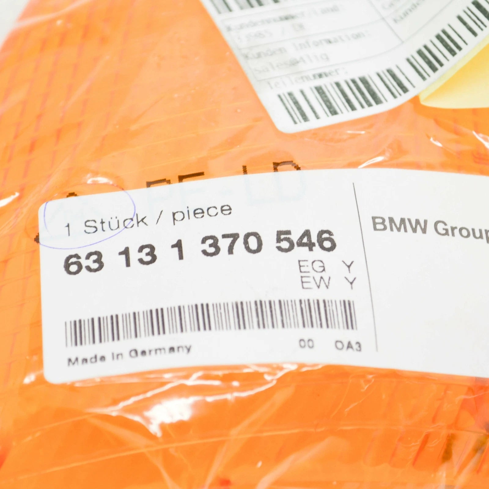 NEW BMW 7 E23 RIGHT TURN INDICATOR LENS 63131370546 ORIGINAL