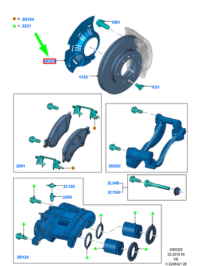 new ford ranger t6 mk1 front left brake disc protection shield 2384572 original