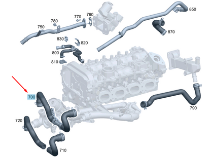 new mb c w205 thermostat and water pump coolant hose a2742003782 original