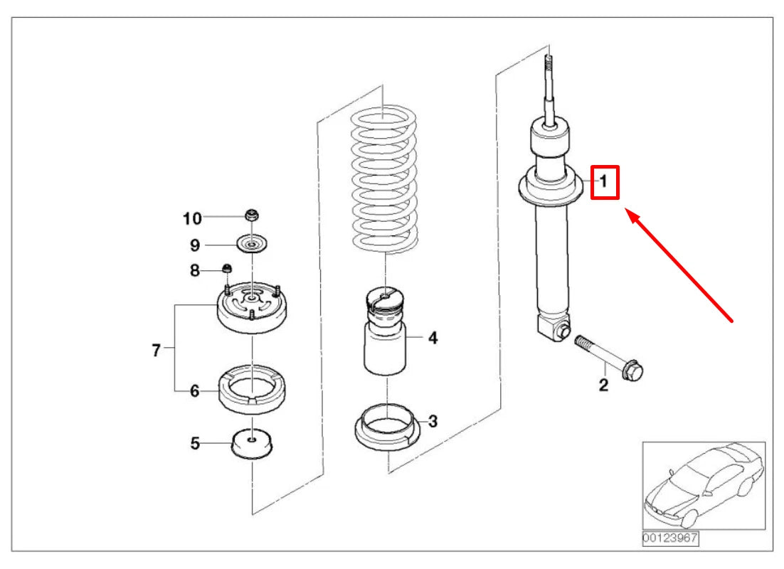 NEW BMW 5 E60 REAR RIGHT SHOCK ABSORBER 33526766605 6766605 ORIGINAL