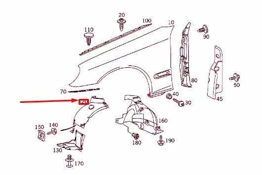 NEW MERCEDES-BENZ C W203 FRONT RIGHT WHEELHOUSE COVER A2038841422 ORIGINAL