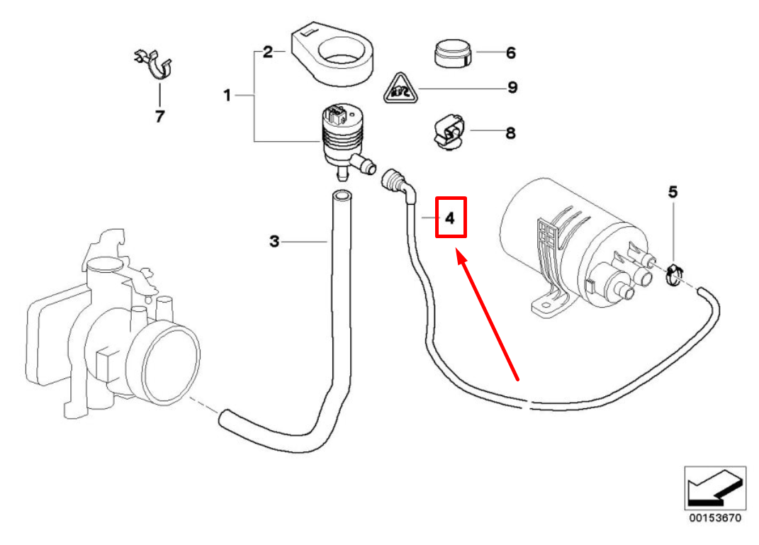 new bmw 5 e39 vapor canister purge valve hose 13901707939 1707939 original