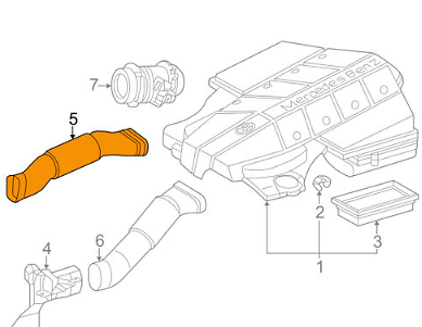NEW MERCEDES BENZ CLK A208 RIGHT AIR INTAKE PIPE TUBE A1130940882 ORIGINAL