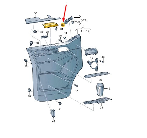 NEW VW TRANSPORTER T6 FRONT LEFT DOOR HANDLE UPPER SHELL 7E0867171D82V ORIGINAL