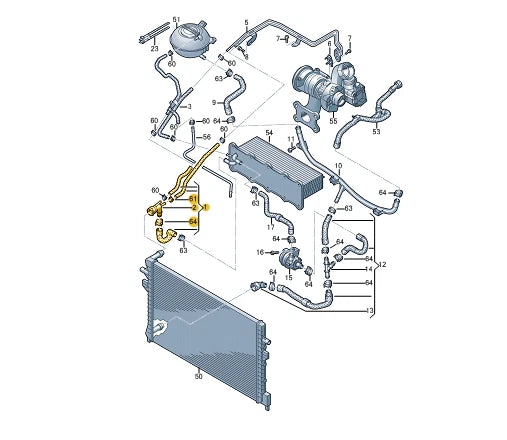 NEW VOLKSWAGEN TIGUAN 5N RIGHT COOLANT WATER RADIATOR HOSE 5N0122101BC