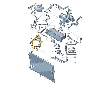 NEW VOLKSWAGEN TIGUAN 5N RIGHT COOLANT WATER RADIATOR HOSE 5N0122101BC