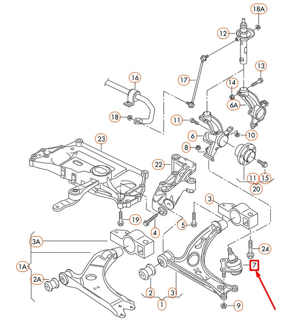 NEW AUDI A3 8P FRONT RIGHT GUIDE JOINT 1K0407366C