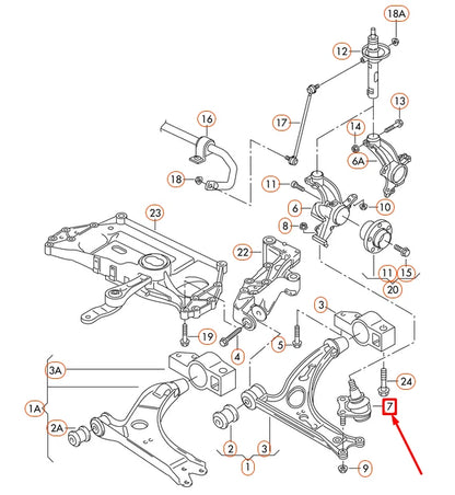 NEW AUDI A3 8P FRONT RIGHT GUIDE JOINT 1K0407366C