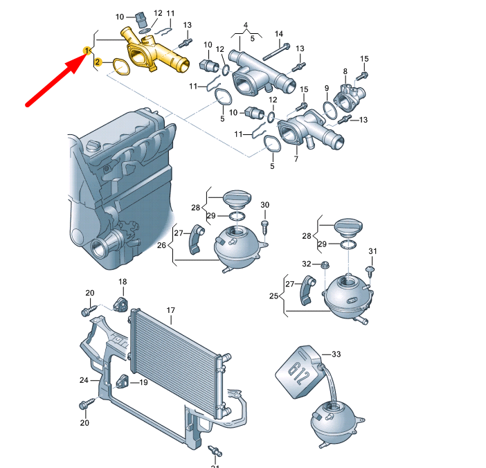 NEW VOLKSWAGEN BEETLE 9C COOLANT FLANGE WITH SEALING RING 06A121132R ORIGINAL