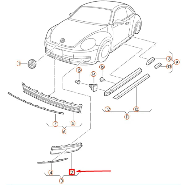 NEW VOLKSWAGEN BEETLE A5 FRONT BUMPER LEFT VENT GRILLE 5C5853665D9B9