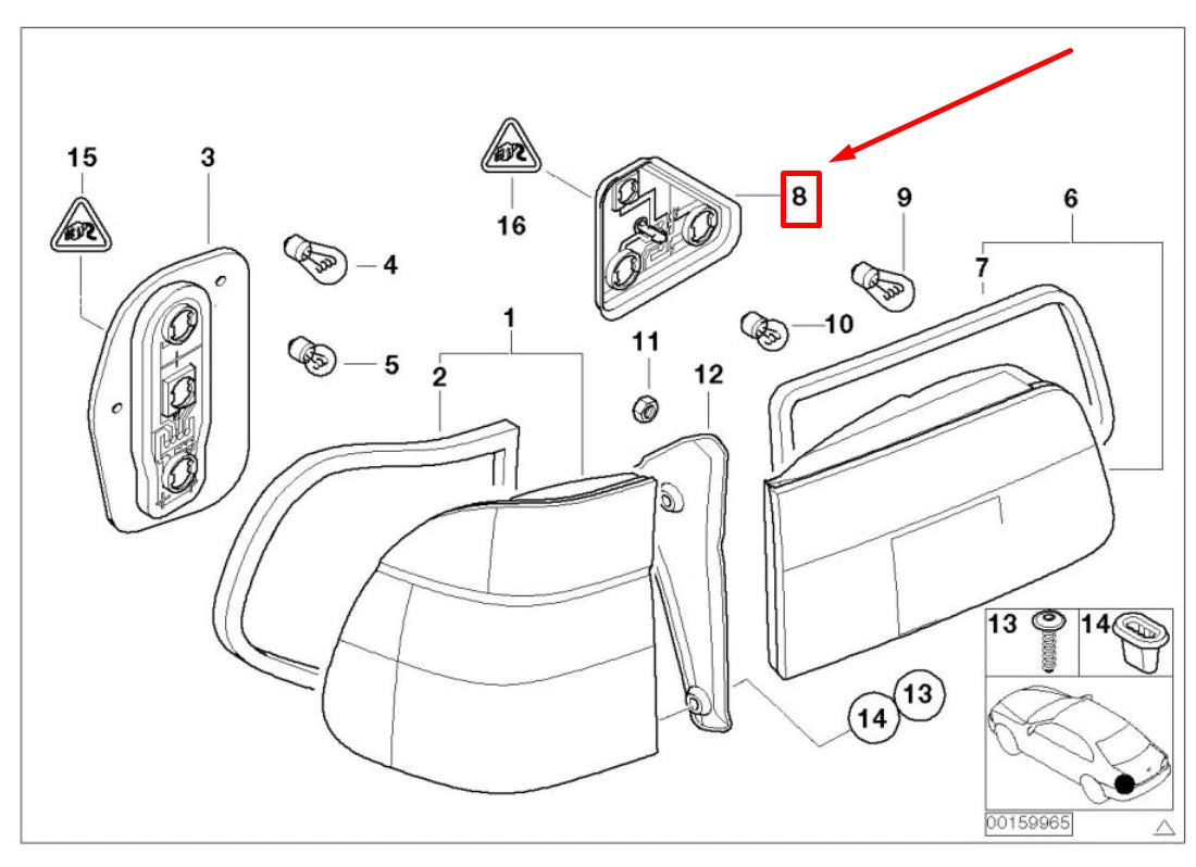 NEW BMW 5 E39 REAR LEFT BULB SOCKET 8371325 63218371325 ORIGINAL