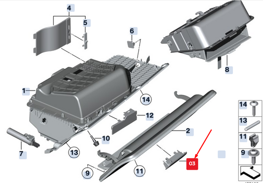 new bmw 5 gran turismo f07 glovebox handle 51169203809 9203809 original