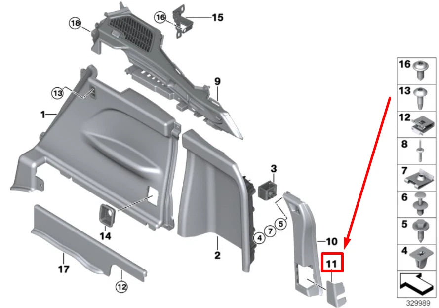 NEW BMW X5 F15, F85 RIGHT LOWER D-COLUMN COVER 7326436 51477326436 ORIGINAL