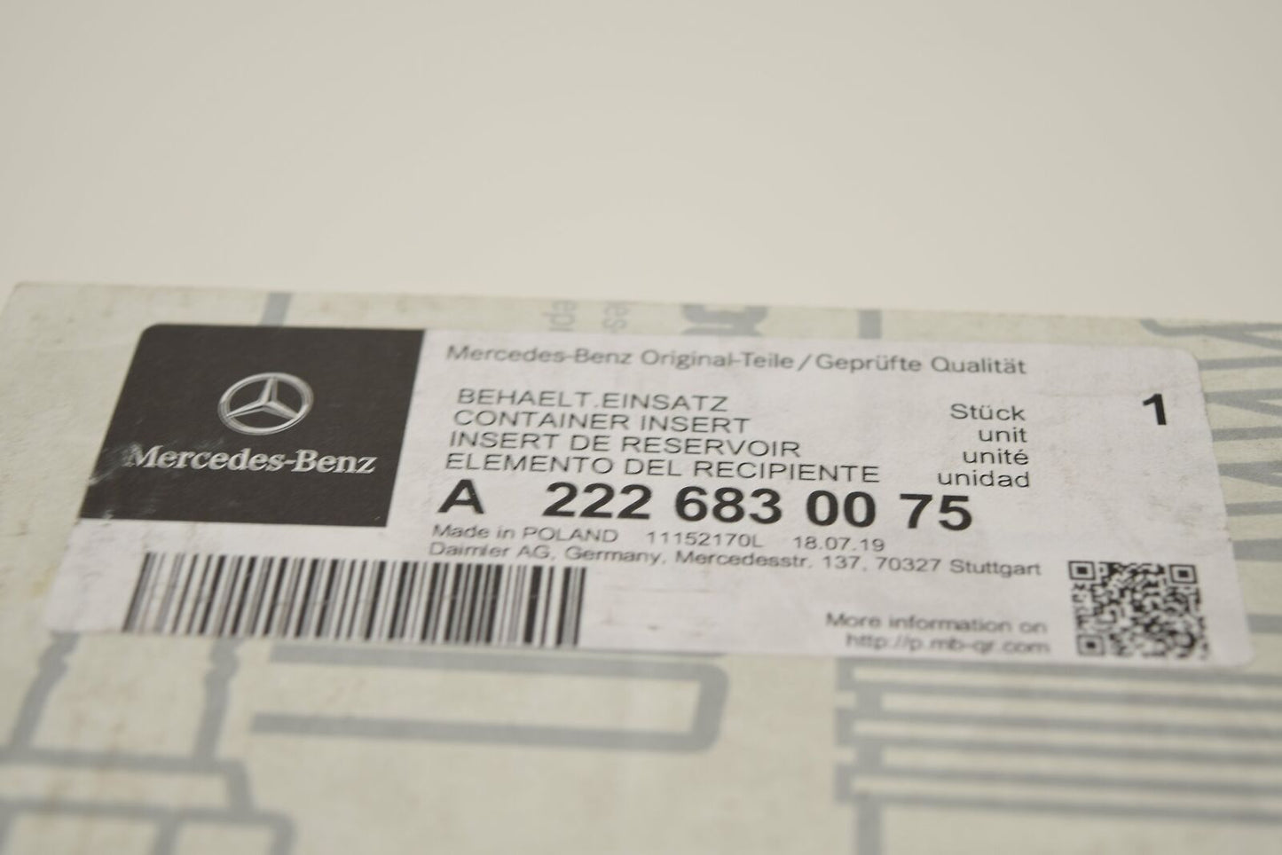 NEW MERCEDES-BENZ S-CLASS W222 CUP HOLDER A2226830075 ORIGINAL