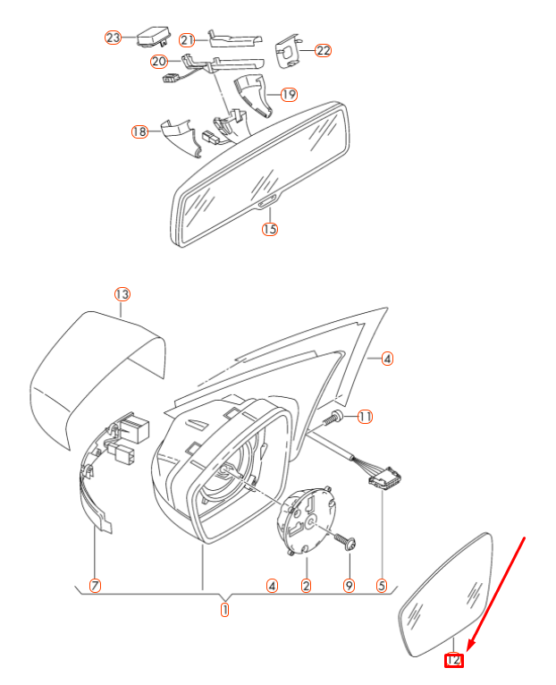 NEW VOLKSWAGEN PASSAT B8 FRONT LEFT DOOR HEATED MIRROR GLASS 561857521A ORIGINAL