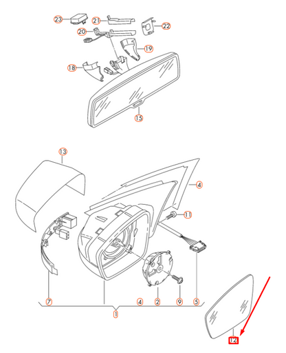 NEW VOLKSWAGEN PASSAT B8 FRONT LEFT DOOR HEATED MIRROR GLASS 561857521A ORIGINAL