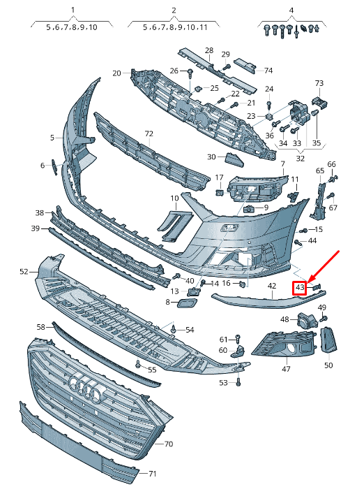 new audi a8 4n front left bumper trim cap 4n0853455b9b9 original