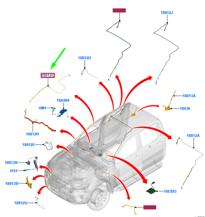 new ford ranger t6 mk1 aerial extension cable lhd 2337180 jb3t-18812-rc original