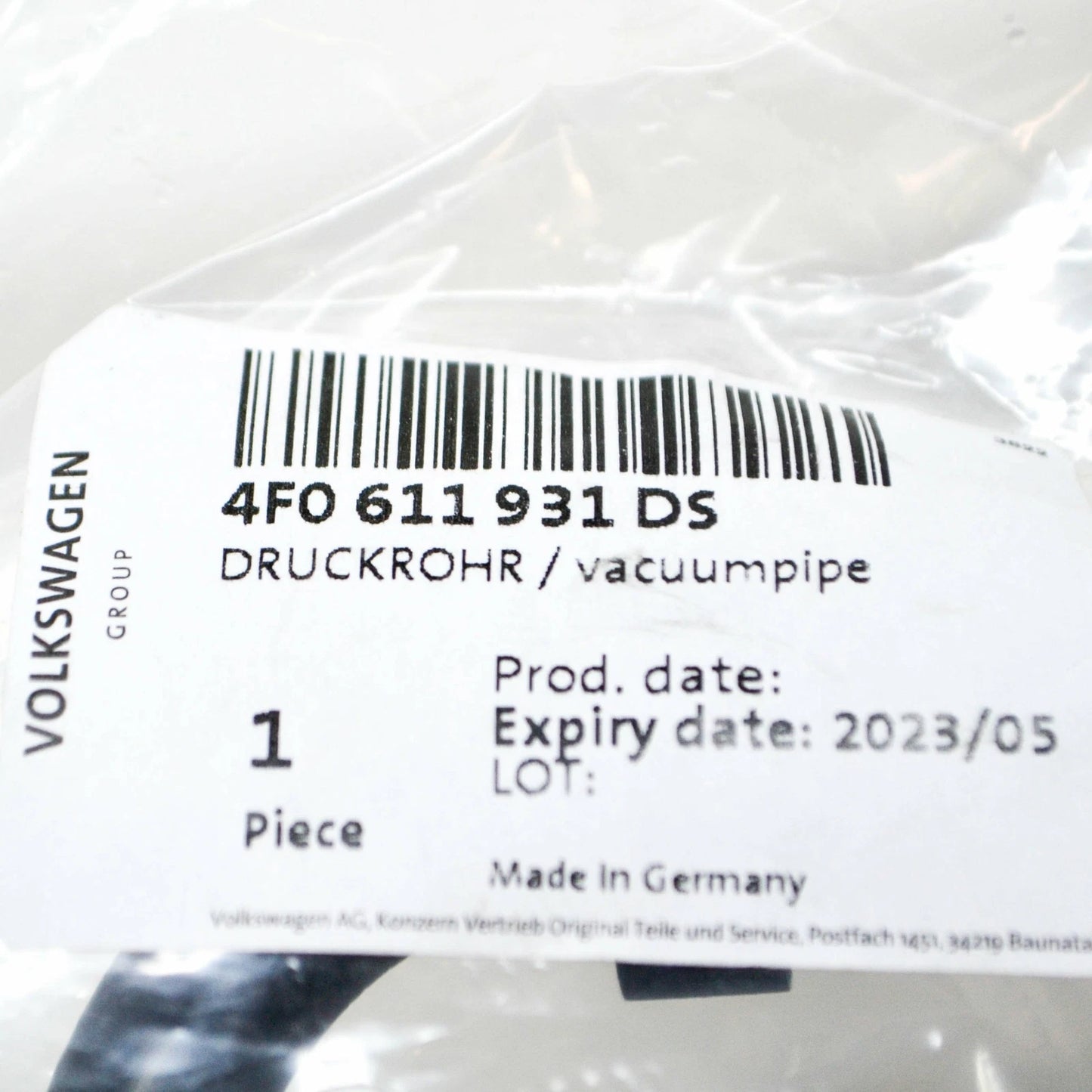 NEW AUDI A6 AVANT 4F C6 VACUUM PIPE LINE HOSE 4F0611931DS