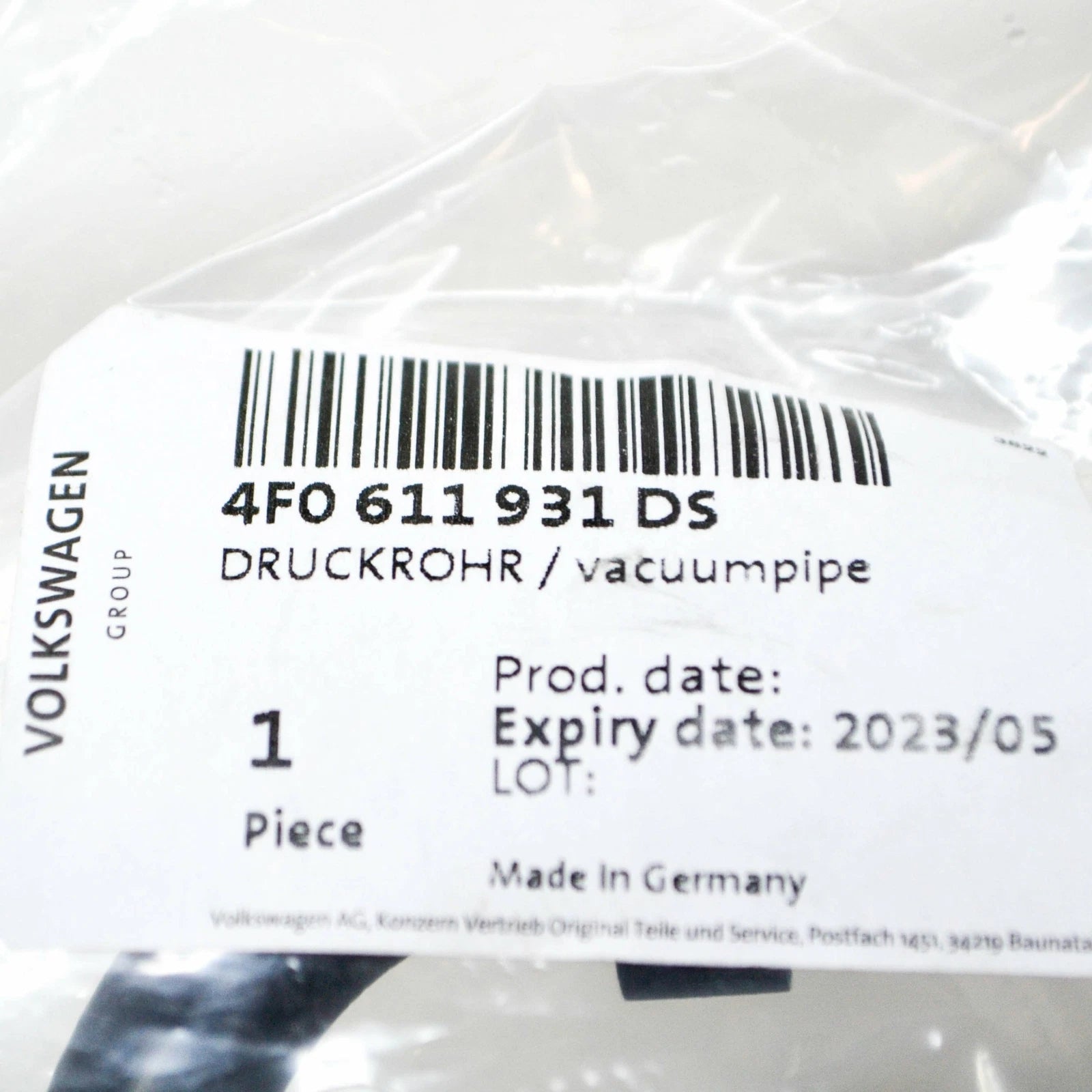 NEW AUDI A6 AVANT 4F C6 VACUUM PIPE LINE HOSE 4F0611931DS