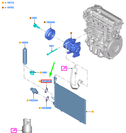 new ford ka mk3 condenser o-ring ae83-19e889-aa 5057502 original