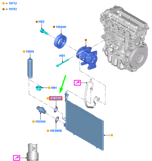 new ford ka mk3 condenser o-ring ae83-19e889-aa 5057502 original
