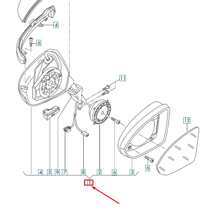 NEW VW GOLF SPORTSVAN MK7 FRONT RIGHT MIRROR HOUSING LHD 517857508AH9B9 ORIGINAL