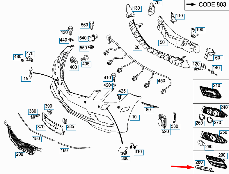 NEW MERCEDES-BENZ E-CLASS COUPE C207 FRONT LEFT BUMPER COVER A2078850474