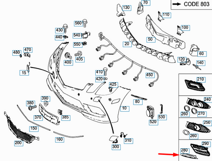 NEW MERCEDES-BENZ E-CLASS COUPE C207 FRONT LEFT BUMPER COVER A2078850474