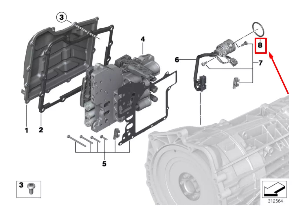 NEW BMW 3 E90 MECHATRONICH O-RING 28607849555 7849555 ORIGINAL