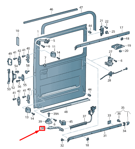 NEW VW CRAFTER 2F MK1 RIGHT SLIDING DOOR LOWER ROLLER GUIDE 2E1843398C ORIGINAL