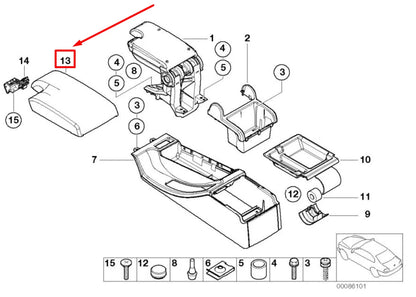 NEW BMW 3 E46 FRONT ARMREST 8248532 51168248532 ORIGINAL
