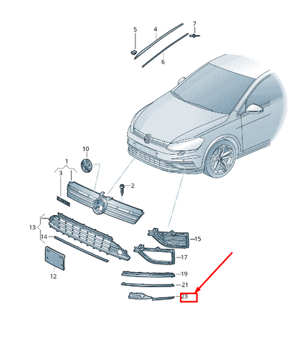NEW VW GOLF VII 5G MK7 FRONT RIGHT BUMPER AIR GUIDE GRILLE 5G0853666L9B9