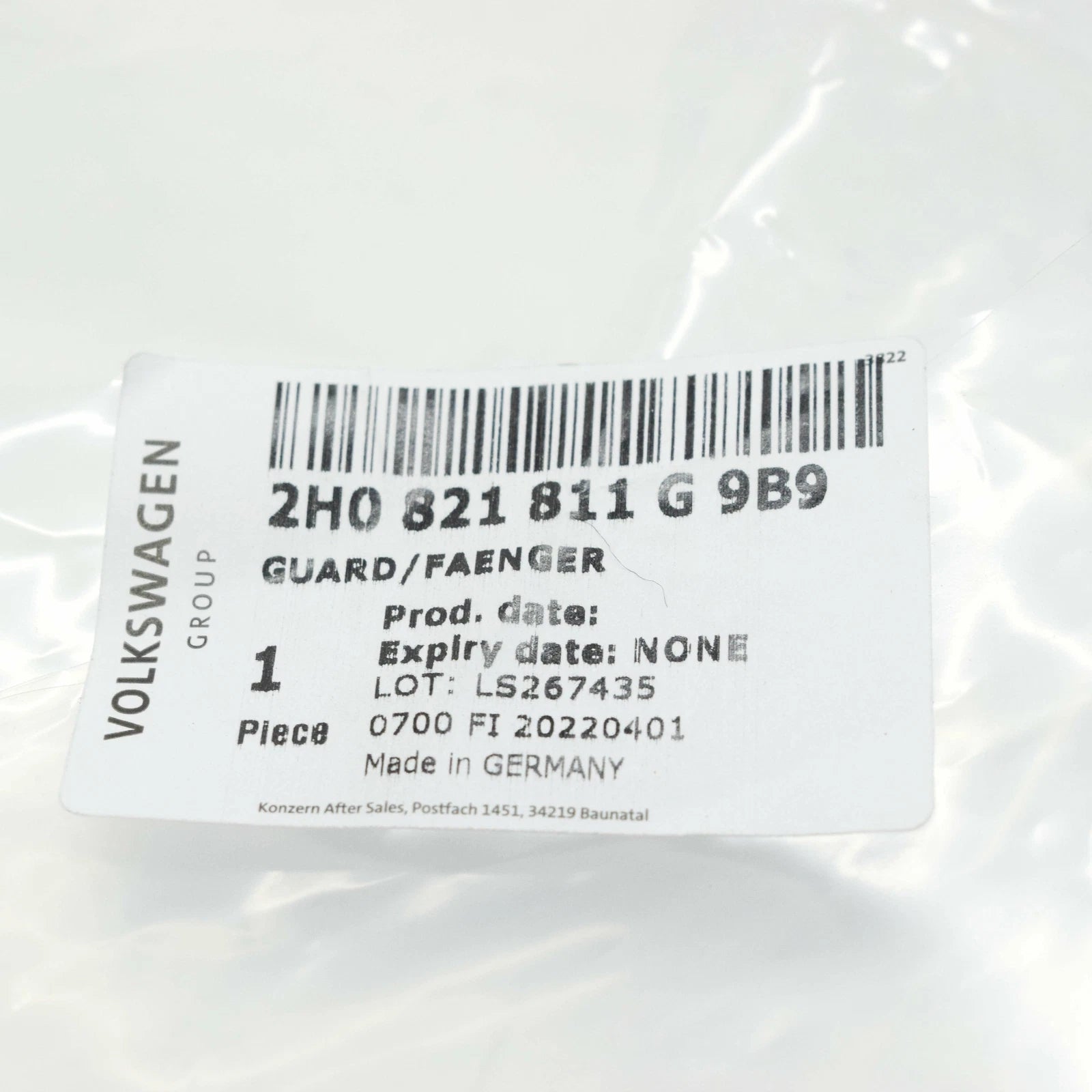 NEW VOLKSWAGEN AMAROK REAR LEFT MUD FLAP 2H0821811G9B9