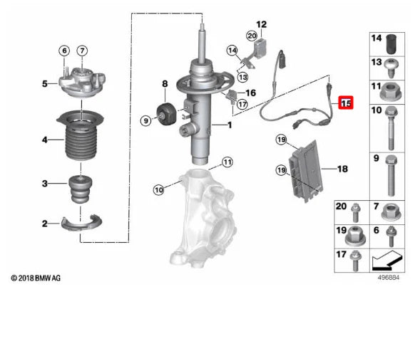 NEW BMW 3 G20 FRONT SUSPENSION SELF-LEVELING WIRING HARNESS 37105A25F38 ORIGINAL