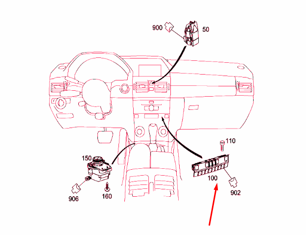 NEW MERCEDES-BENZ GLK X204 UPPER CONTROL PANEL SWITCH A20490524039107 ORIGINAL