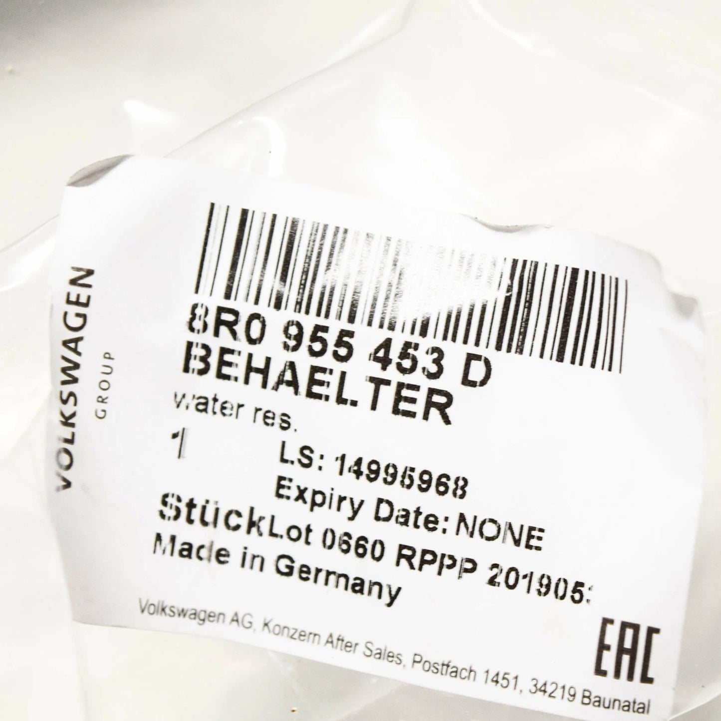 NEW AUDI Q5 8R WASHER BOTTLE TANK 8R0955453D