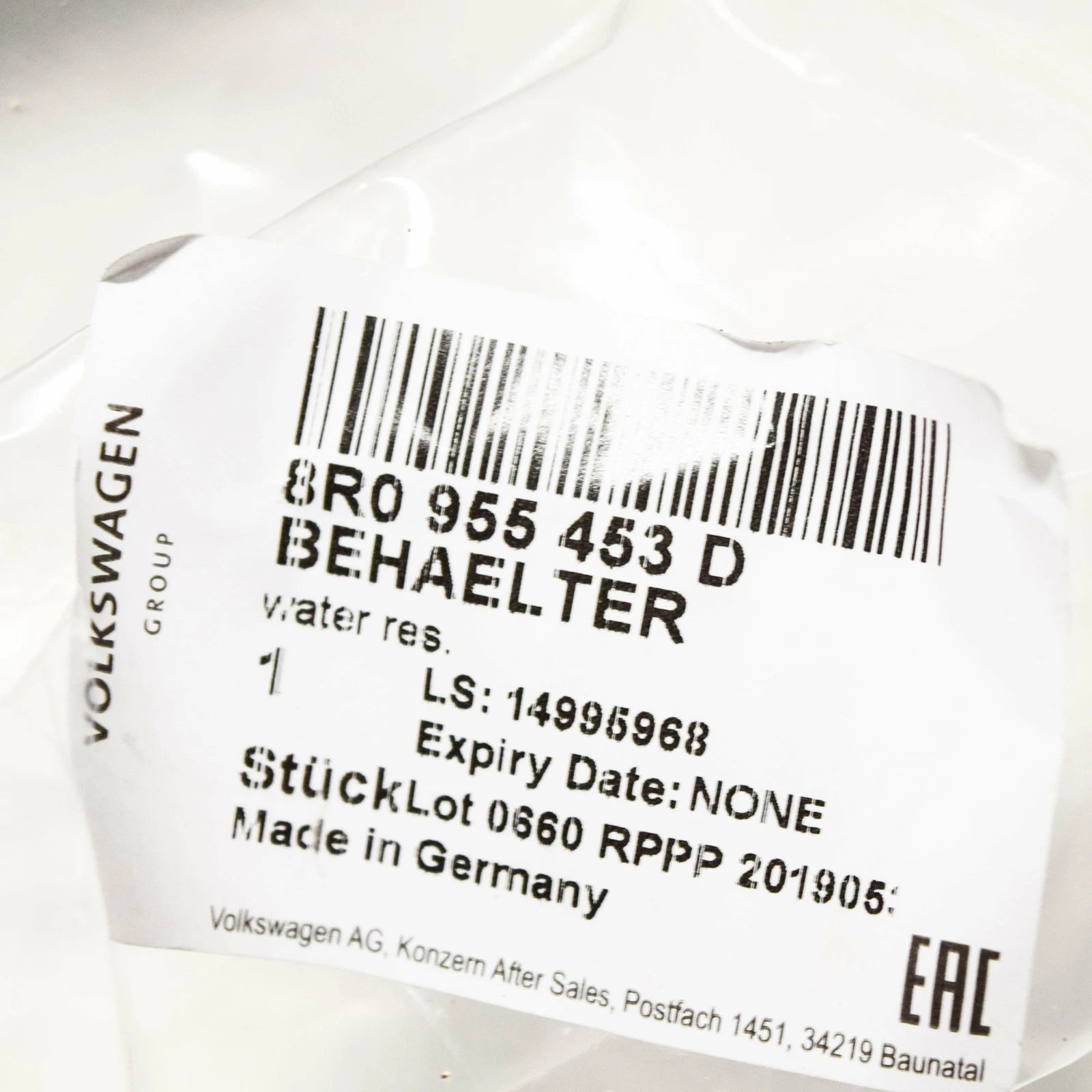 NEW AUDI Q5 8R WASHER BOTTLE TANK 8R0955453D