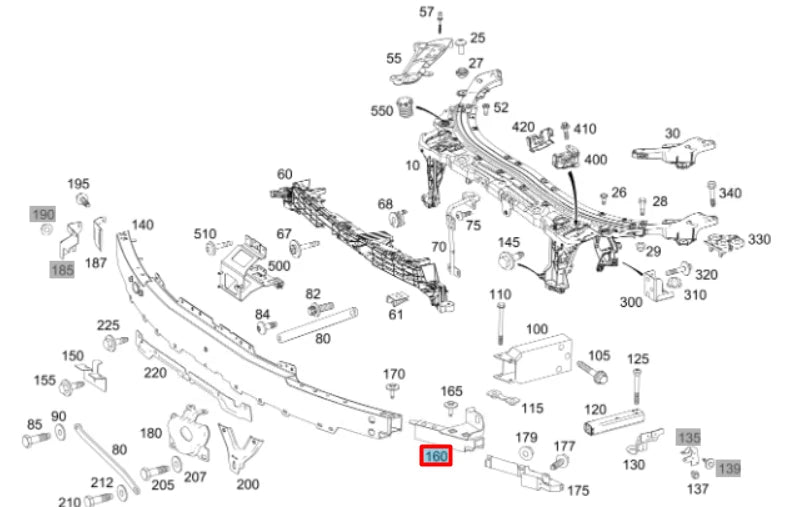 NEW MERCEDES-BENZ AMG GT X290 FRONT RIGHT BUMPER BRACKET A2906200200 ORIGINAL