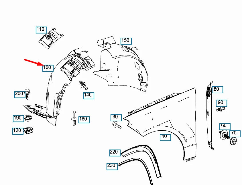 NEW MERCEDES-BENZ GL-CLASS X166 FRONT RIGHT ARCH LINER FRONT PART A1668802705
