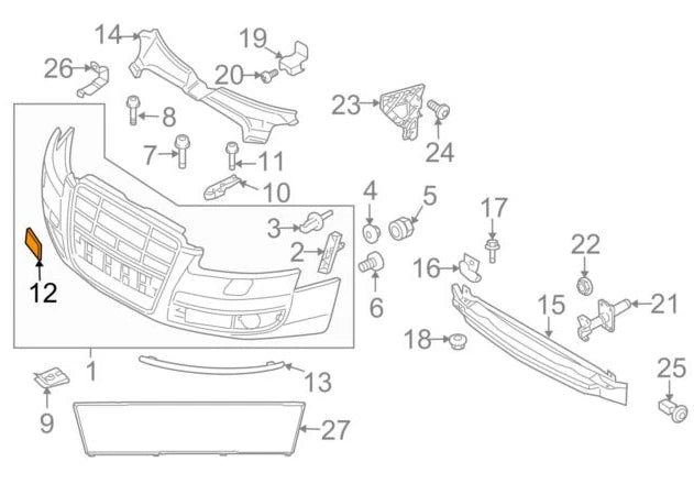 NEW AUDI A6 C6 FRONT BUMPER TOW HOOK EYE COVER 4F0807441FGRU 2009